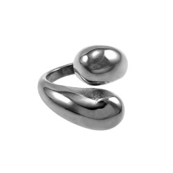 Ring Dames Gepolijst RVS - Minimalistische Open Ring met Druppelvormen