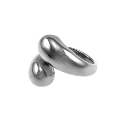 Ring Dames Gepolijst RVS - Minimalistische Open Ring met Druppelvormen