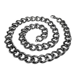 Uniseks - Gepolijst RVS - Grove Cubaanse Schakelketting 65cm x 15mm