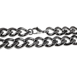 Uniseks - Gepolijst RVS - Grove Cubaanse Schakelketting 65cm x 15mm