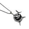 60cm x 3mm Jasseron-Ketting + Grote Haai Hanger - Roestvrij Staal 316L