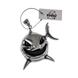 60cm x 3mm Jasseron-Ketting + Grote Haai Hanger - Roestvrij Staal 316L