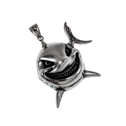 60cm x 3mm Jasseron-Ketting + Grote Haai Hanger - Roestvrij Staal 316L