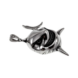 60cm x 3mm Jasseron-Ketting + Grote Haai Hanger - Roestvrij Staal 316L