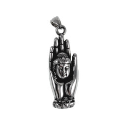 Unisex Spiritueel Boeddha in Handpalm Hanger - Roestvrij Staal 316L