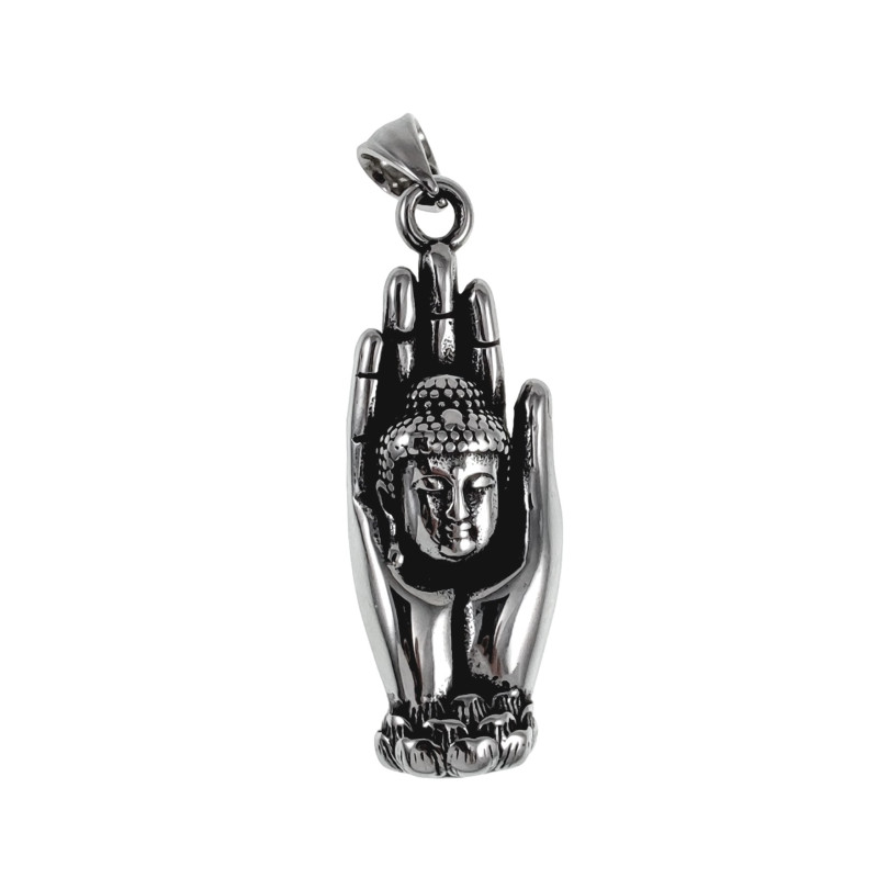 Unisex Spiritueel Boeddha in Handpalm Hanger - Roestvrij Staal 316L