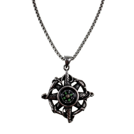 Heren Jasseron-Ketting + Roerhanger met Kompas en Zeester  RVS 316L