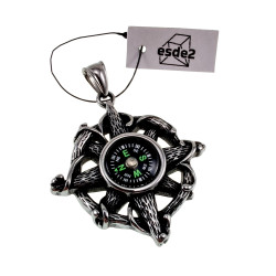 Heren Jasseron-Ketting + Roerhanger met Kompas en Zeester  RVS 316L