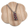 Dames RVS Jasseron-Ketting + Buis Hanger met Rode Kristallen - Handgemaakt