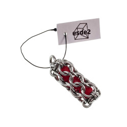 Dames RVS Jasseron-Ketting + Buis Hanger met Rode Kristallen - Handgemaakt