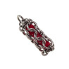 Dames RVS Jasseron-Ketting + Buis Hanger met Rode Kristallen - Handgemaakt