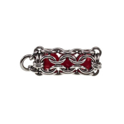 Dames RVS Jasseron-Ketting + Buis Hanger met Rode Kristallen - Handgemaakt