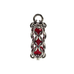 Dames RVS Jasseron-Ketting + Buis Hanger met Rode Kristallen - Handgemaakt