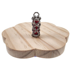 Dames RVS Jasseron-Ketting + Buis Hanger met Rode Kristallen - Handgemaakt