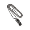 Dames RVS Jasseron-Ketting + Buis Hanger met Zwarte Kristallen