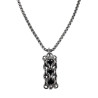 Dames RVS Jasseron-Ketting + Buis Hanger met Zwarte Kristallen