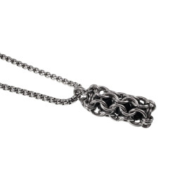 Dames RVS Jasseron-Ketting + Buis Hanger met Zwarte Kristallen