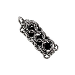 Dames RVS Jasseron-Ketting + Buis Hanger met Zwarte Kristallen