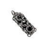 Dames RVS Jasseron-Ketting + Buis Hanger met Zwarte Kristallen