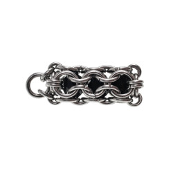 Dames RVS Jasseron-Ketting + Buis Hanger met Zwarte Kristallen