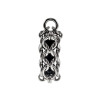 Dames RVS Jasseron-Ketting + Buis Hanger met Zwarte Kristallen