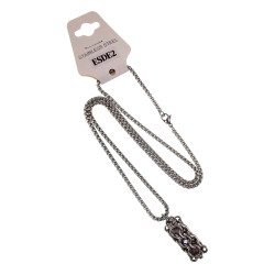 Dames RVS Jasseron-Ketting + Buis Hanger met Paarse Kristallen