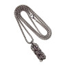 Dames RVS Jasseron-Ketting + Buis Hanger met Paarse Kristallen