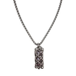 Dames RVS Jasseron-Ketting + Buis Hanger met Paarse Kristallen