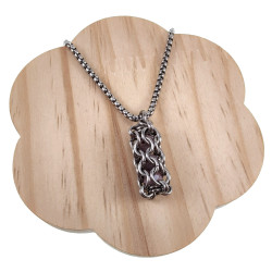 Dames RVS Jasseron-Ketting + Buis Hanger met Paarse Kristallen