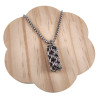 Dames RVS Jasseron-Ketting + Buis Hanger met Paarse Kristallen