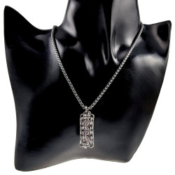 Dames RVS Jasseron-Ketting + Buis Hanger met Paarse Kristallen