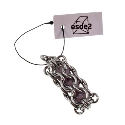 Dames RVS Jasseron-Ketting + Buis Hanger met Paarse Kristallen