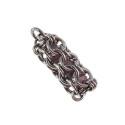 Dames RVS Jasseron-Ketting + Buis Hanger met Paarse Kristallen