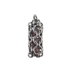 Dames RVS Jasseron-Ketting + Buis Hanger met Paarse Kristallen