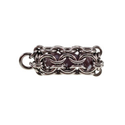 Dames RVS Jasseron-Ketting + Buis Hanger met Paarse Kristallen