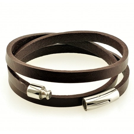 Donkerbruin Leren Wikkelarmband