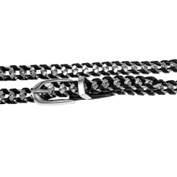 Cubaanse Stijl - Zilverkleurige Metalen Kettingriem met Kunstleren