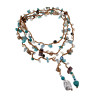 Gehaakte Ketting met Natuursteen, Schelpen, Kristallen Turquoisekleur