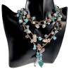 Gehaakte Ketting met Natuursteen, Schelpen, Kristallen Turquoisekleur