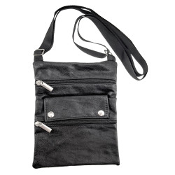 Unisex - Leren Platte Crossbodytas met 4 Compartimenten - Verstelbare