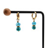 Verguld RVS Oorringen met Natuurlijke Turquoise Steen en Kristalhanger