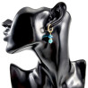 Verguld RVS Oorringen met Natuurlijke Turquoise Steen en Kristalhanger