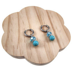Gepolijst RVS Oorringen met Natuurlijke Turquoise Steen - Kristalhanger