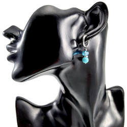 Gepolijst RVS Oorringen met Natuurlijke Turquoise Steen - Kristalhanger