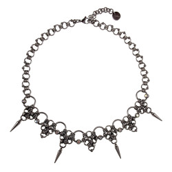 Choker van Roestvrijstalen Ringen en Zirkonia Piercings - Verstelbaar