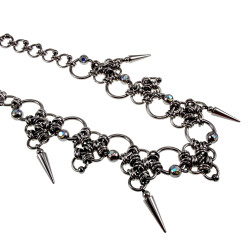 Choker van Roestvrijstalen Ringen en Zirkonia Piercings - Verstelbaar