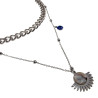Dames Dubbele RVS Ketting met Turks Oog en Waaier Hanger Verstelbaar