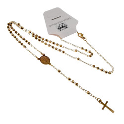 Rozenkrans Unisex Verguld RVS Rozenkransketting met Guadalupe Medaille
