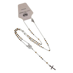 Zilverkleurig en Goudkleurig RVS Rozenkransketting  - Unisex