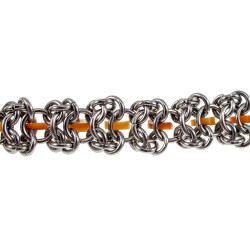 RVS Armband met Amberkleur Zoetwaterschelpkralen - Verstelbaar
